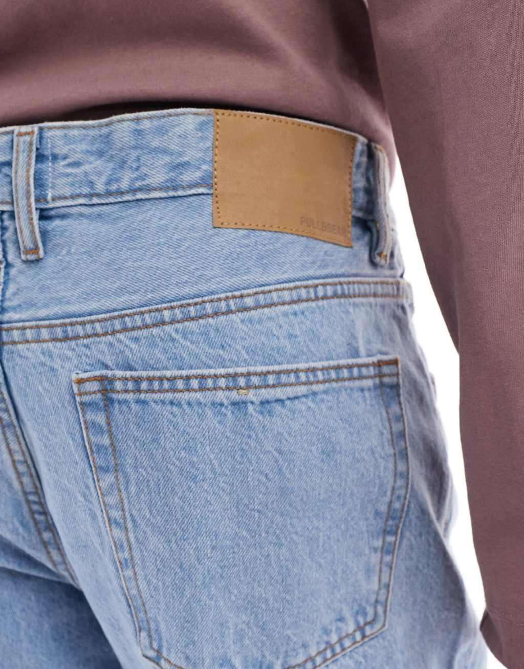 Pull&Bear standard fit jeans in mid blue Product Image