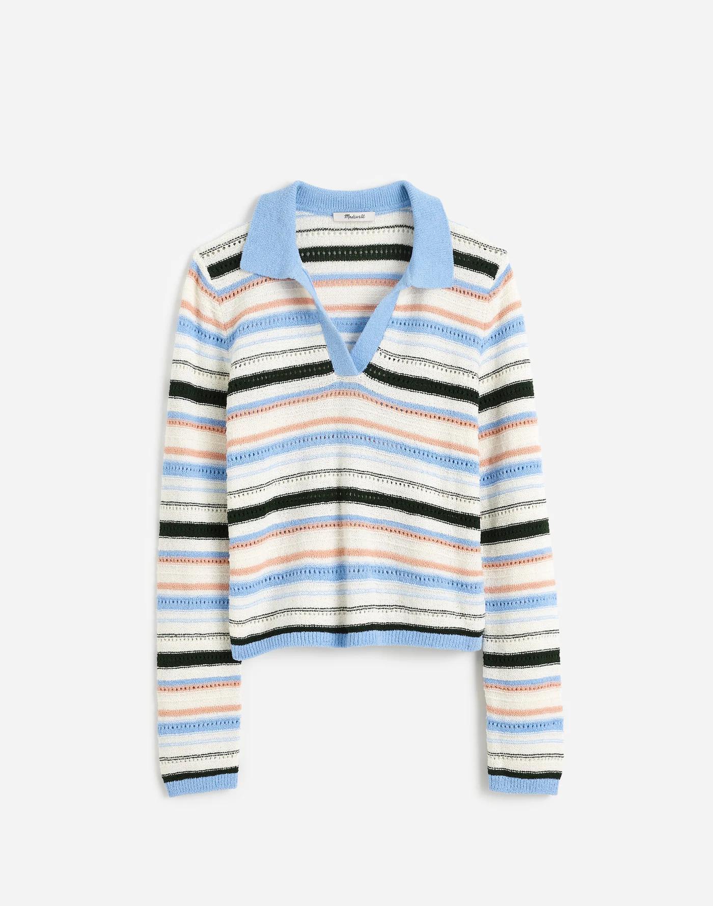 Textural-Stitch Johnny Collar Sweater Product Image