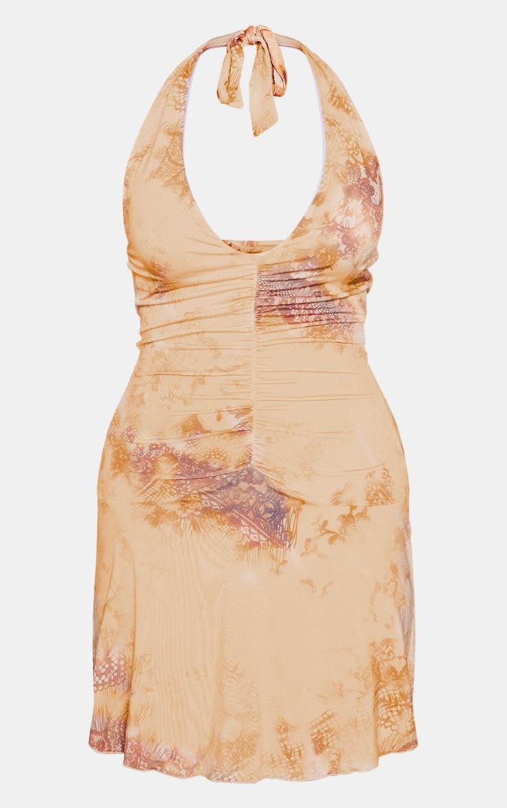 Nude Print Slinky Halter Neck Mini Dress Product Image