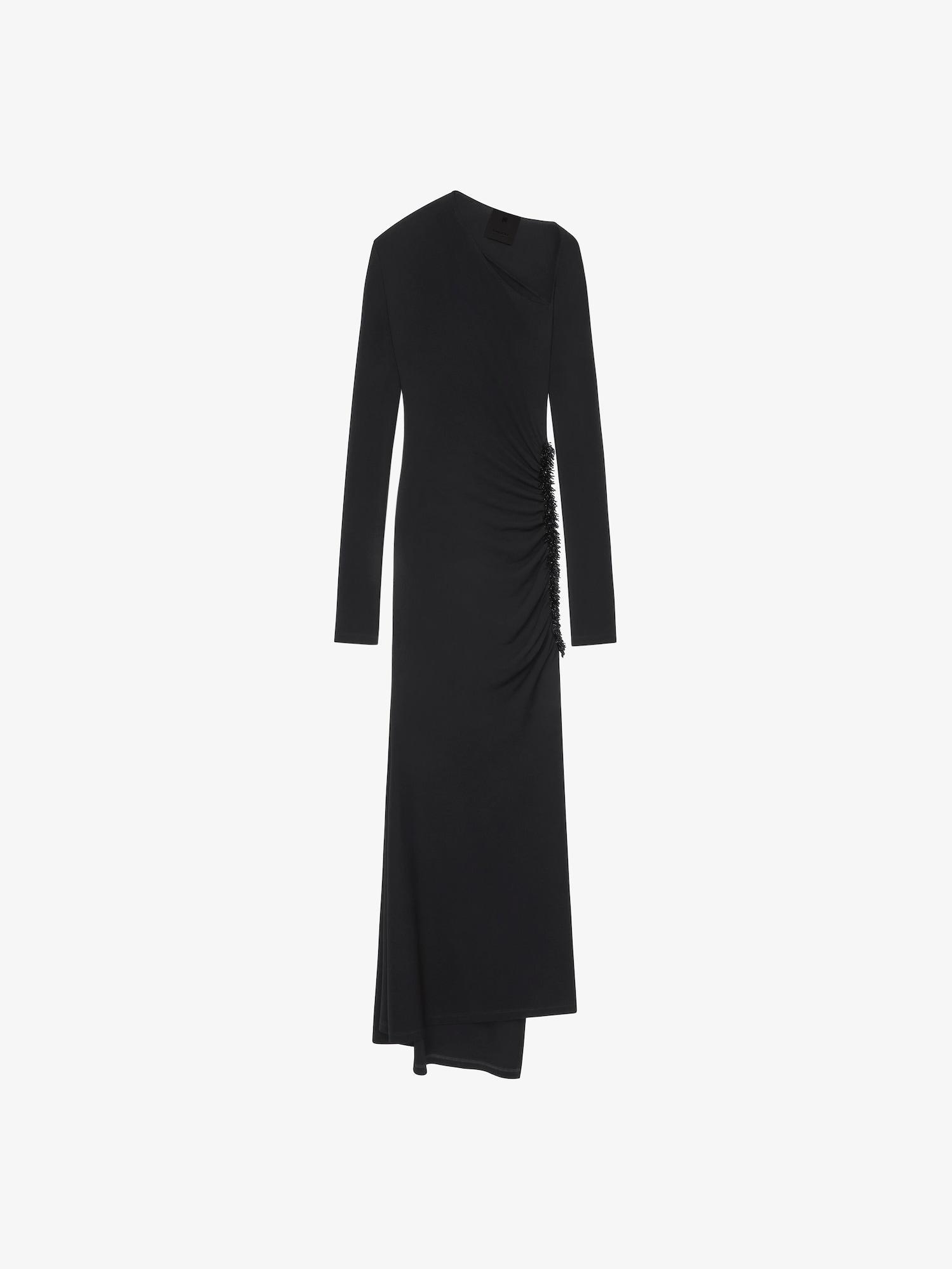 Draped dress in embroidered jersey Product Image