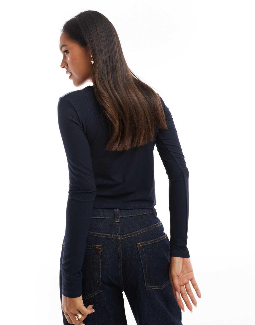 Mango button up cardigan in navy Product Image