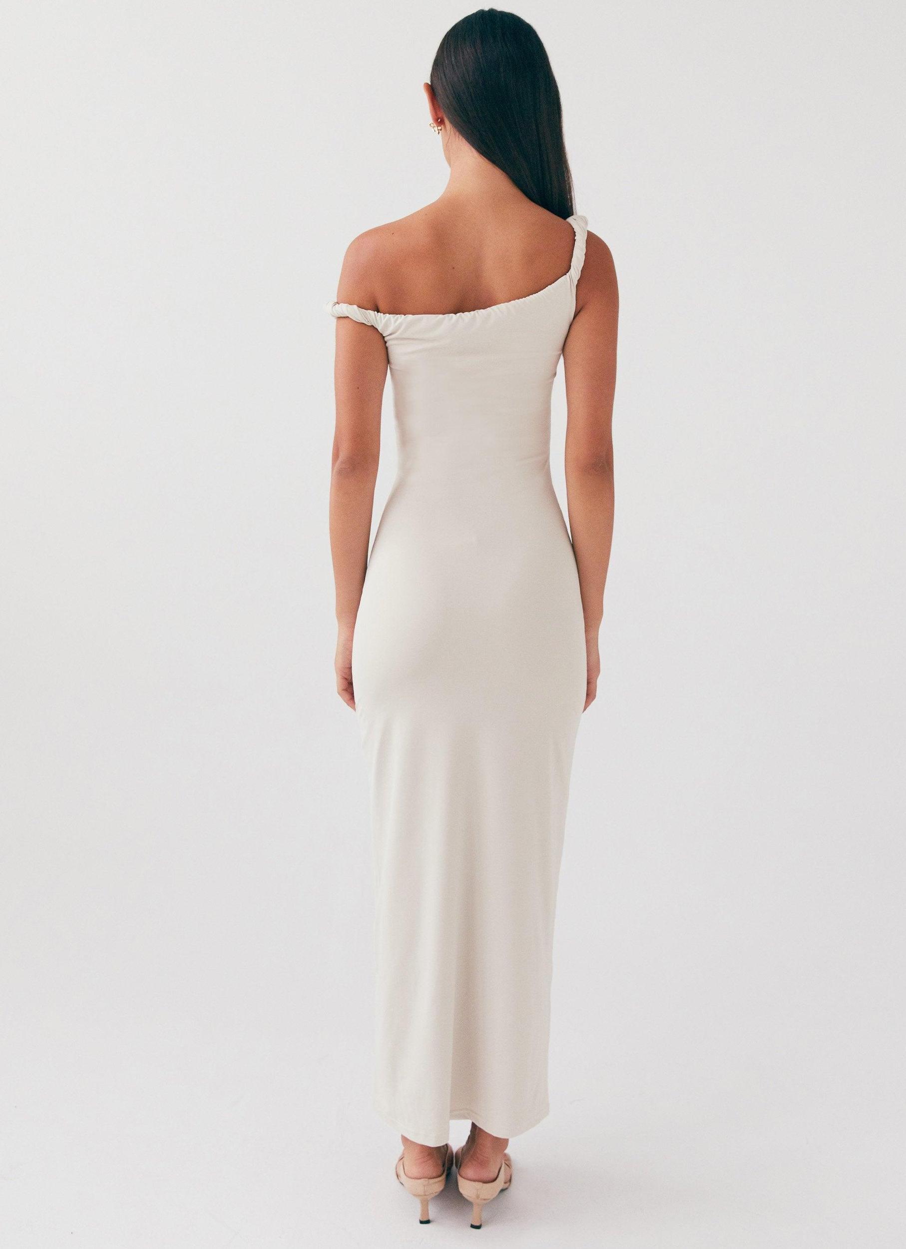 Arabella Twist Shoulder Maxi Dress - Beige Product Image