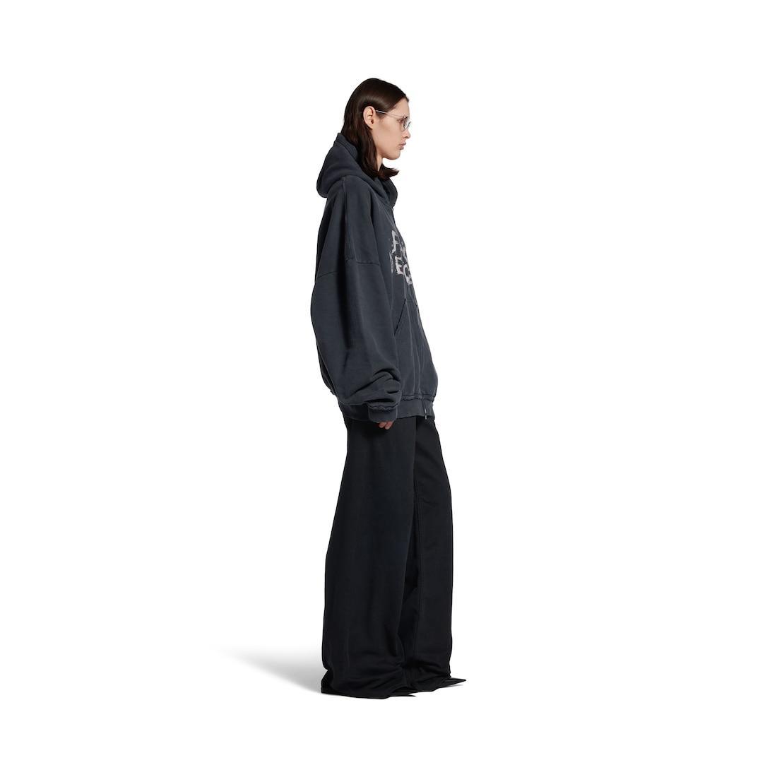 Fashion Designer Pulled Zip-up Hoodie Large Fit in Faded Black Product Image