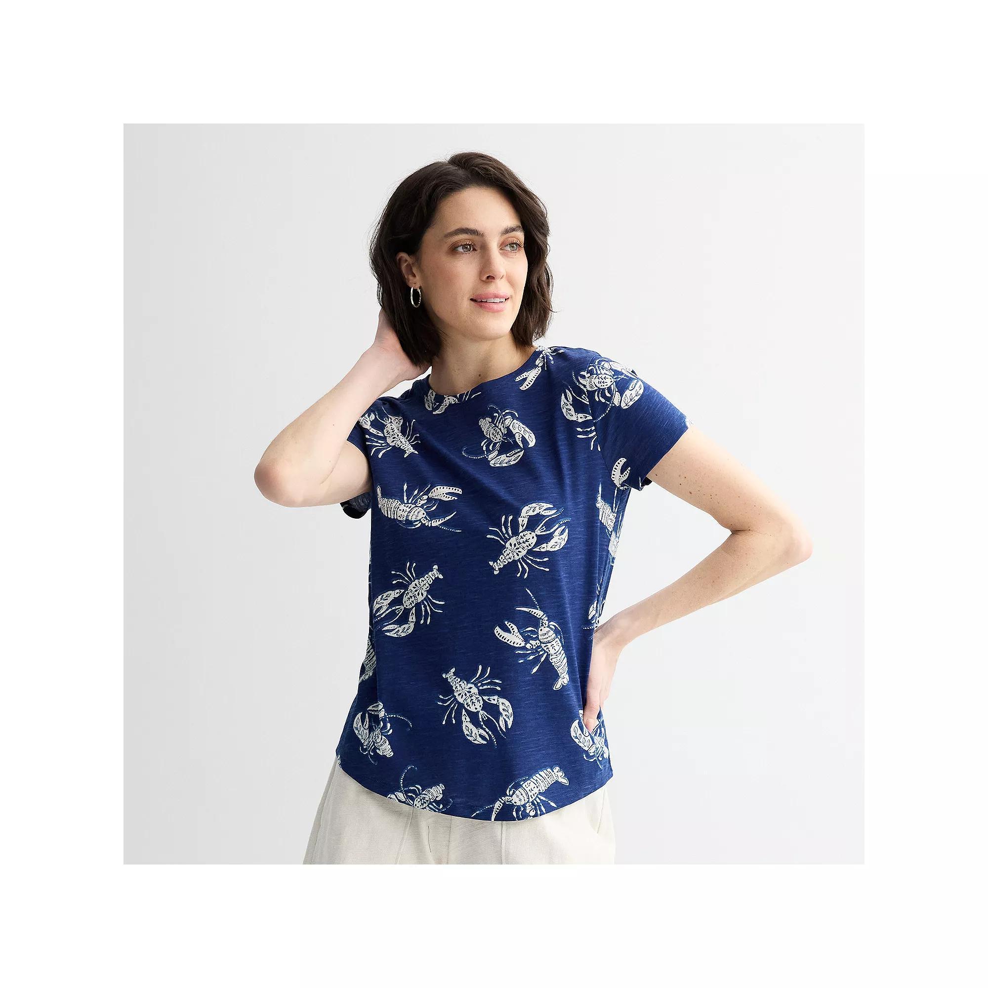 Women's Sonoma Goods For Life® Short-Sleeve Crew Tee, Size: XS, Blue Palm Scenic Product Image