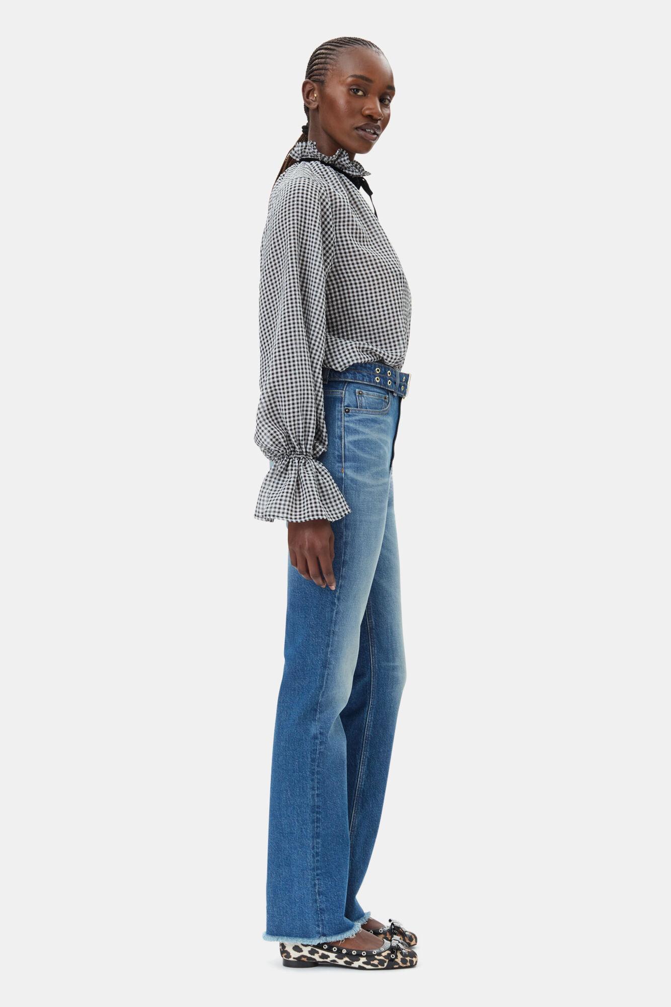 Sheer Check Tie String Shirt Product Image