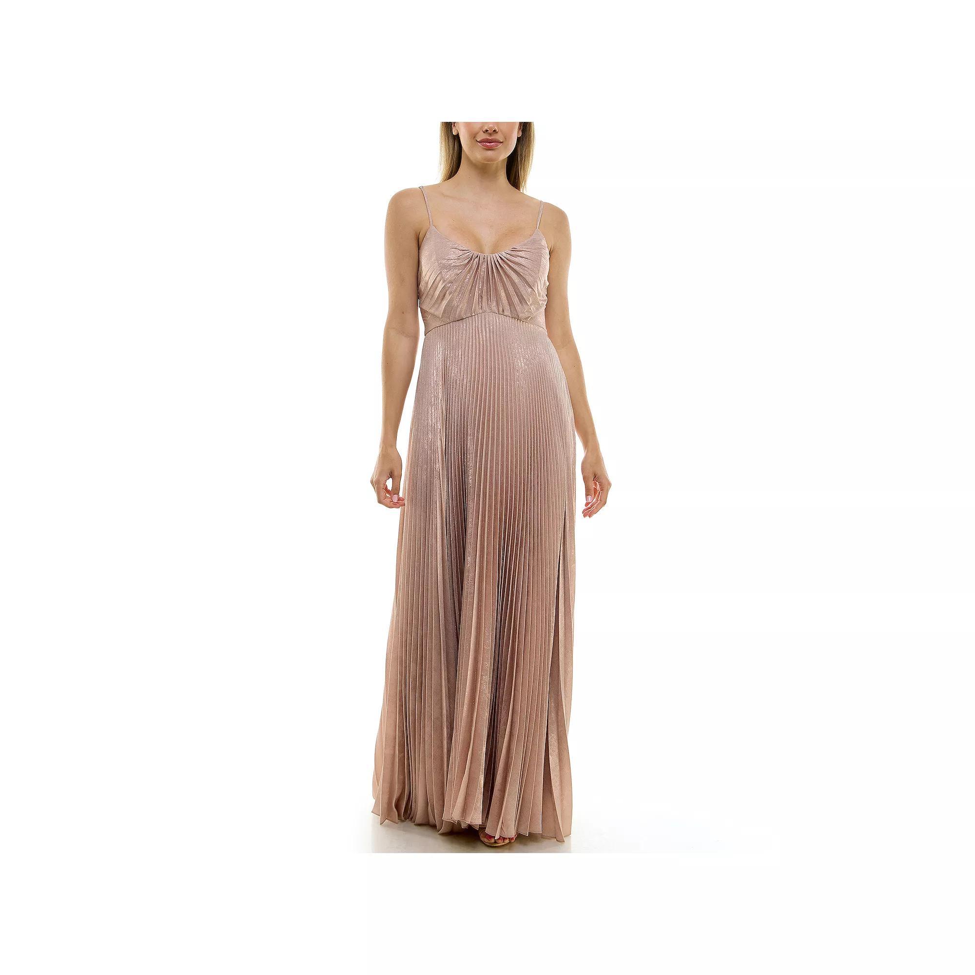 Women's Taylor Dress Long Spaghetti Strap Pleated Dress, Size: 10, Light Pastel Pink Product Image