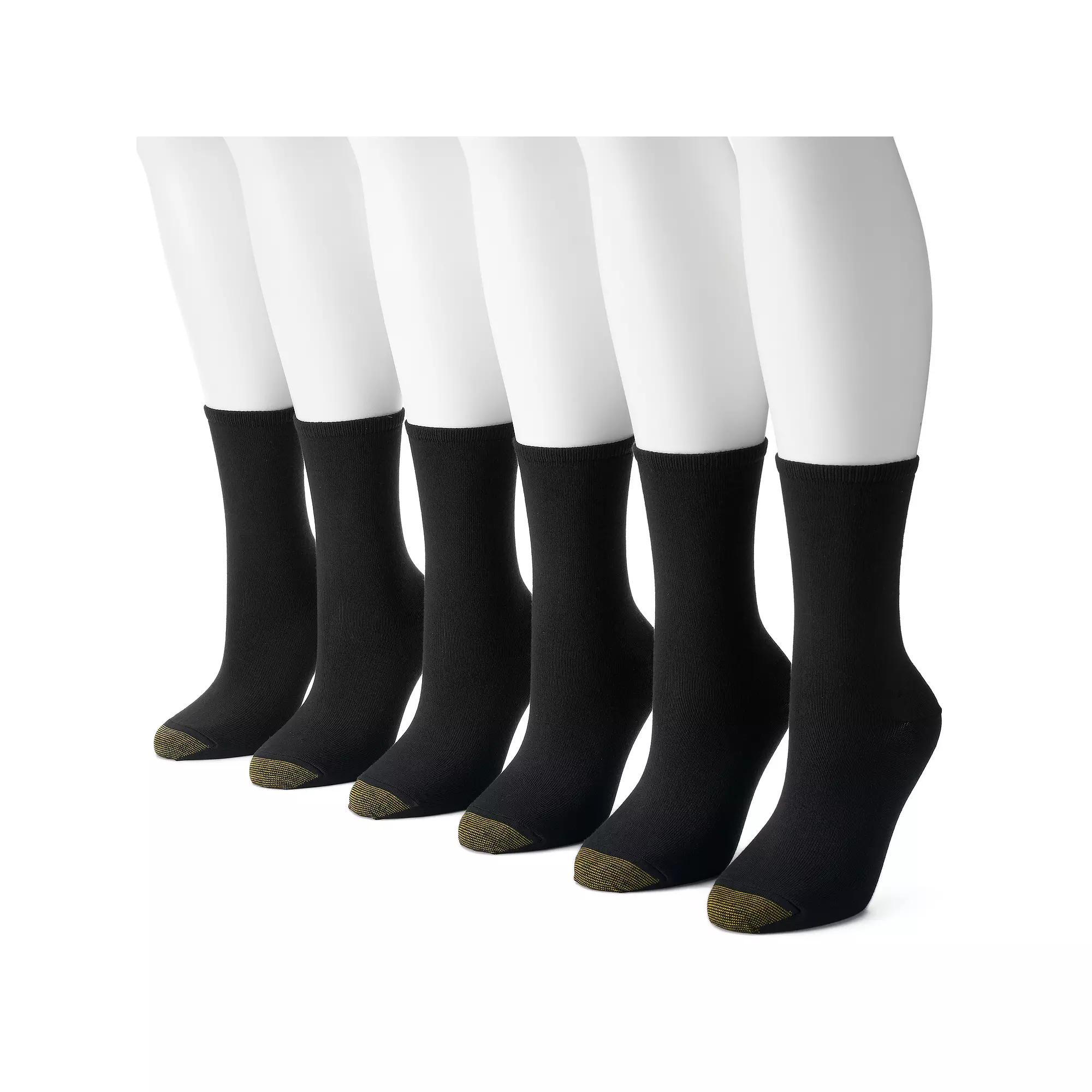Women's GOLDTOE ® 6-pack Ultra Soft Crew Socks, Size: 9-11, Black Product Image