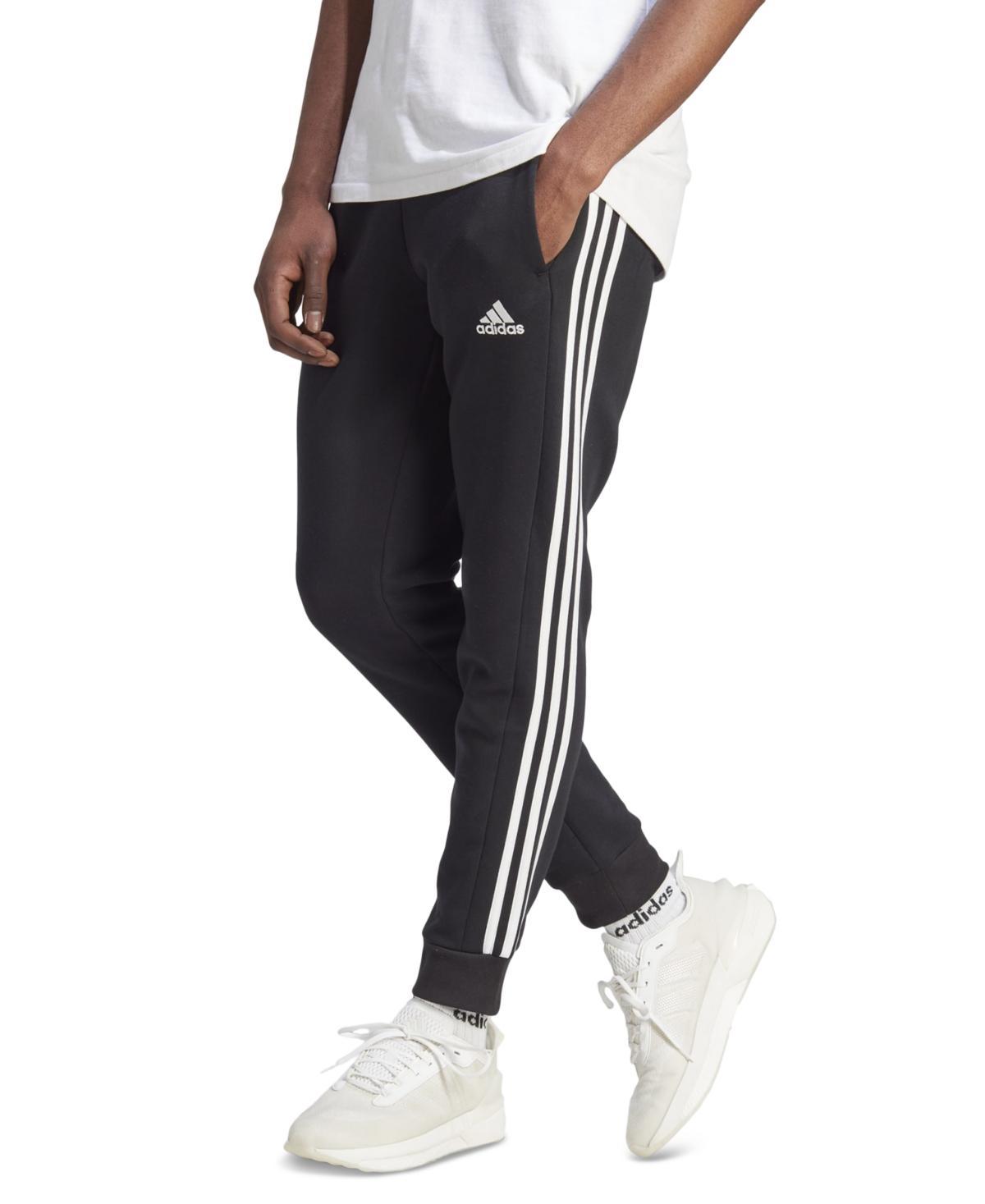 adidas Mens adidas Essentials 3-Stripes Fleece Tapered Cuff Pants - Mens Medium Grey Heather Product Image
