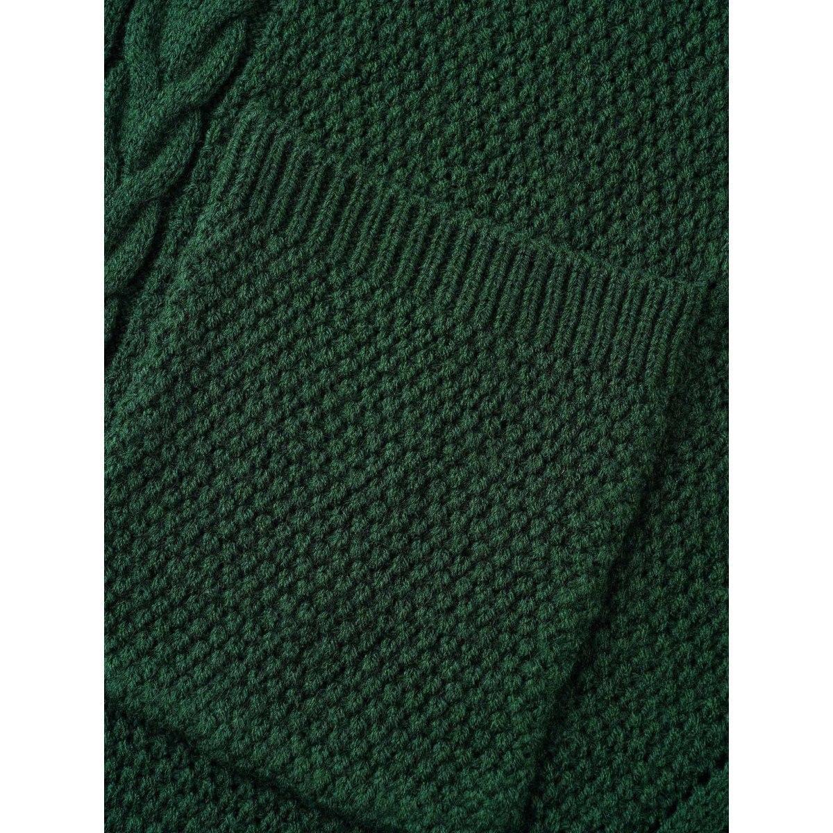 Plus Size Texture Cable Knit Patch Pocket Cardigan DarkGreen Women Casual Loose Long Sleeve Everyday Cardigans BloomChic 14-16/1X Product Image