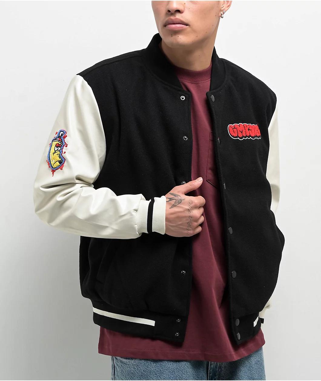 Empyre Cat A Tat Black & Cream Varsity Jacket Product Image