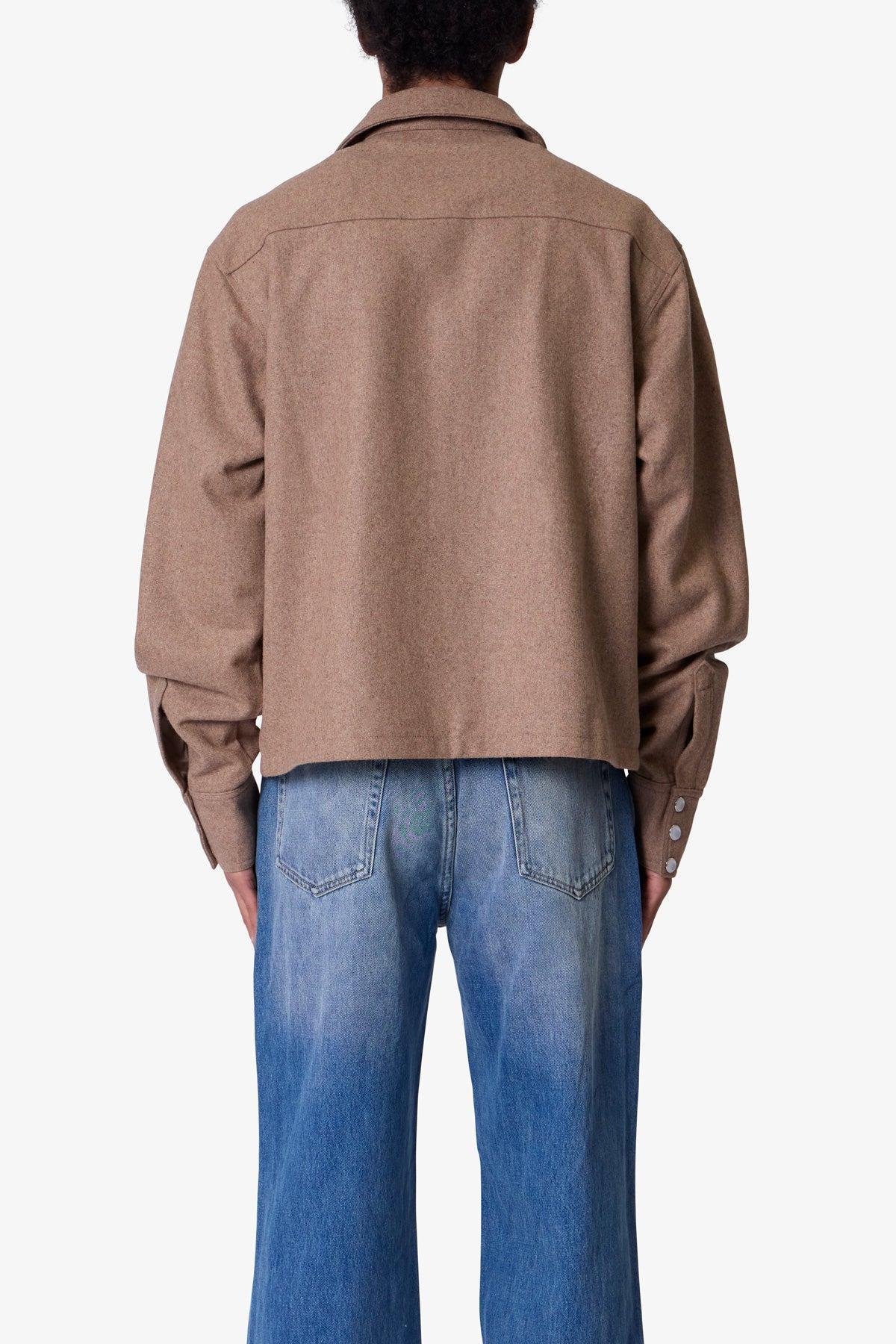 Western Wool Snap Front Shirt - Brown Product Image