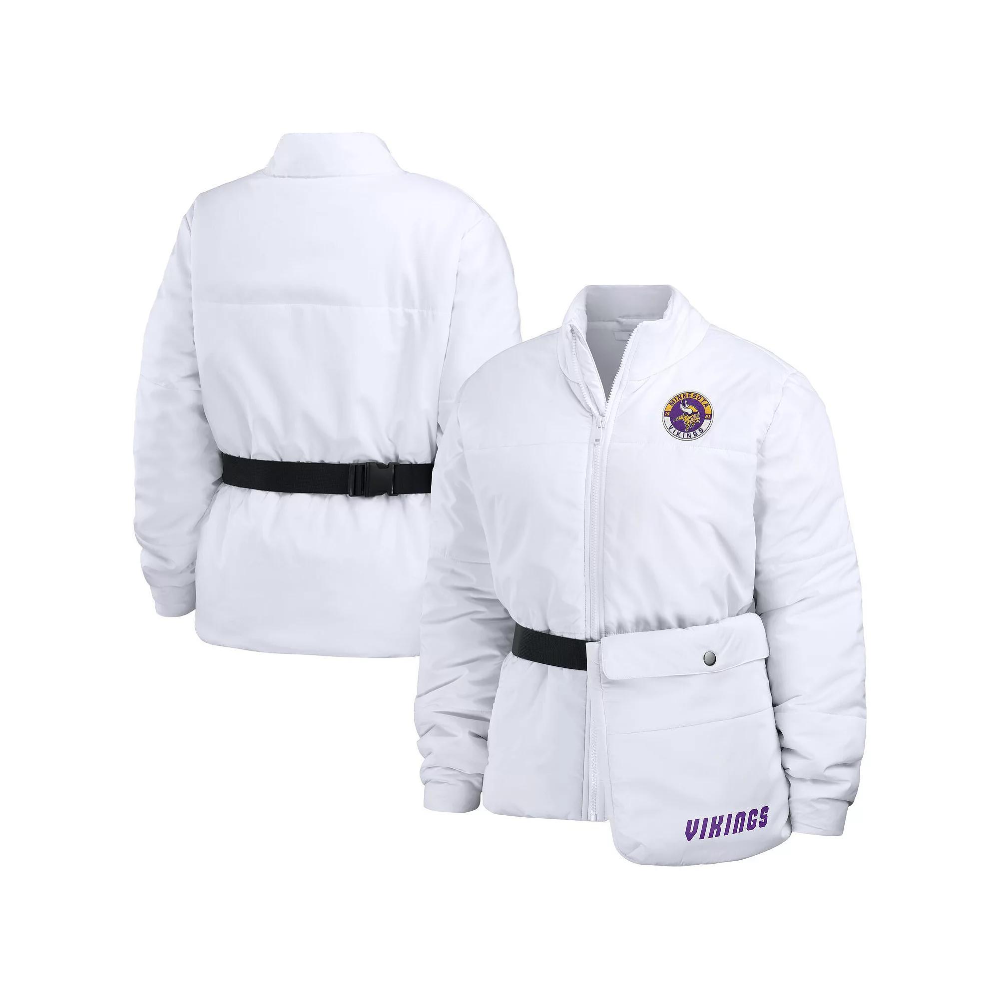 Women's WEAR by Erin Andrews  White New York Giants Packaway Full-Zip Puffer Jacket, Size: XL Product Image