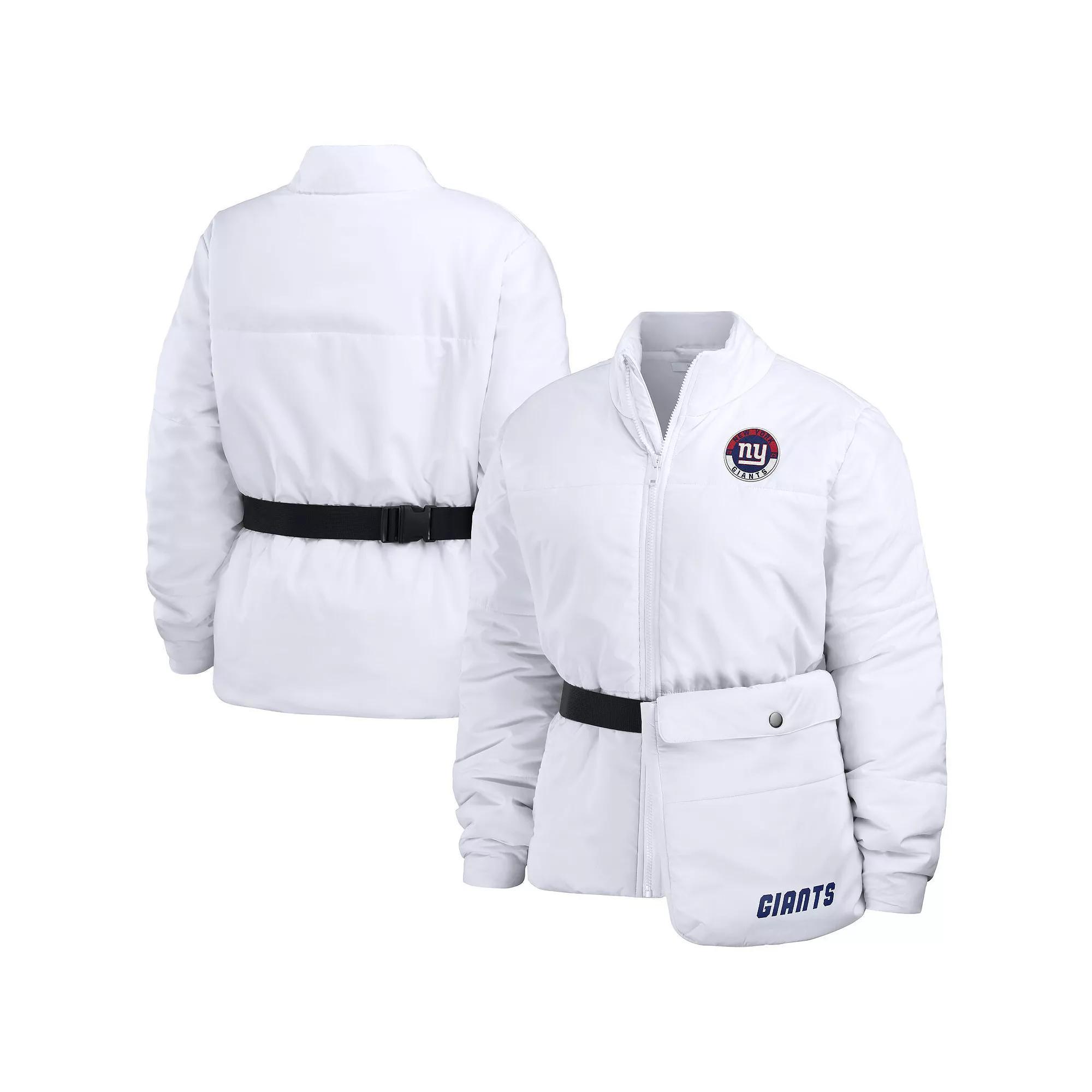 Women's WEAR by Erin Andrews  White New York Giants Packaway Full-Zip Puffer Jacket, Size: XL Product Image