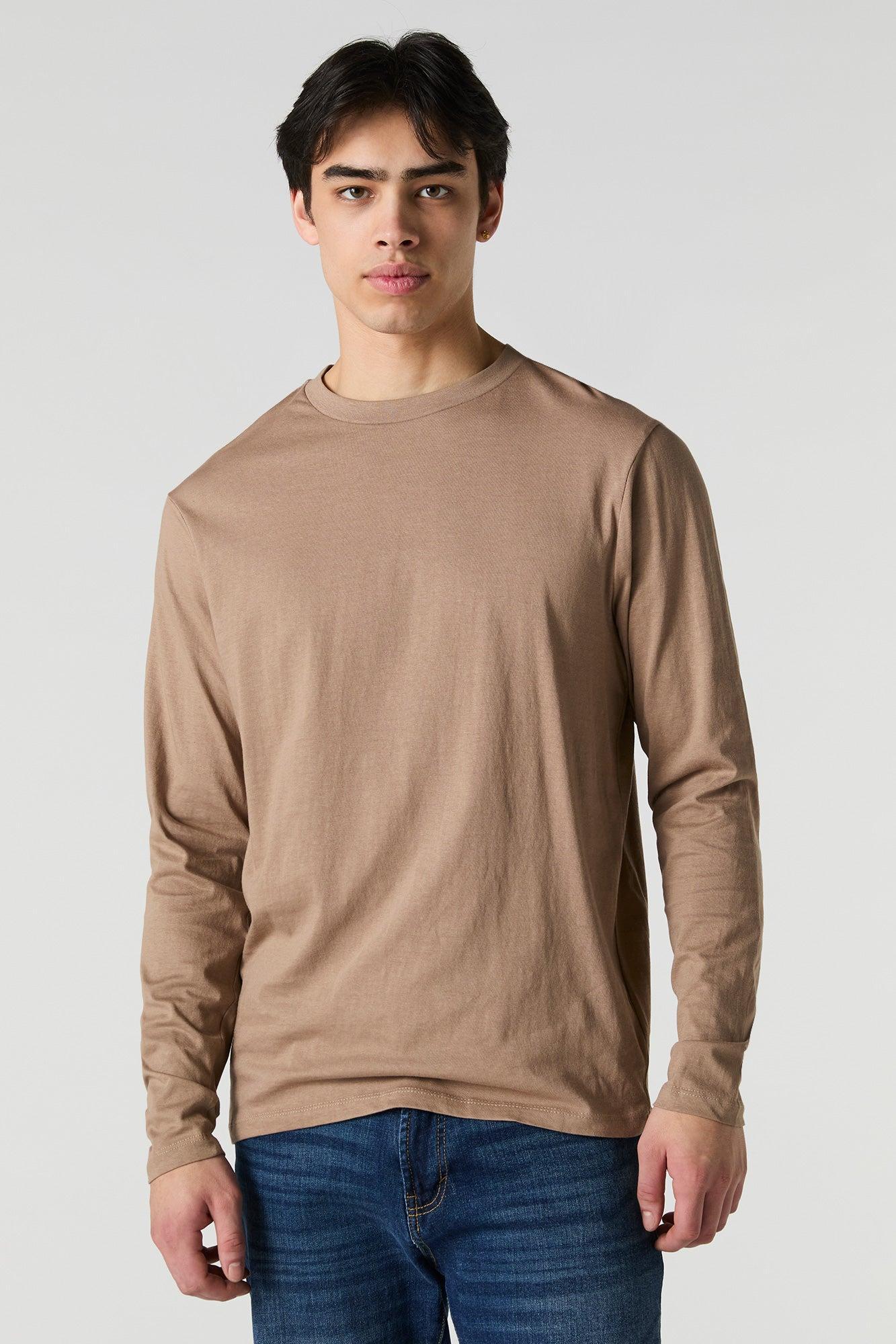 Solid Crewneck Long Sleeve Top Male Product Image