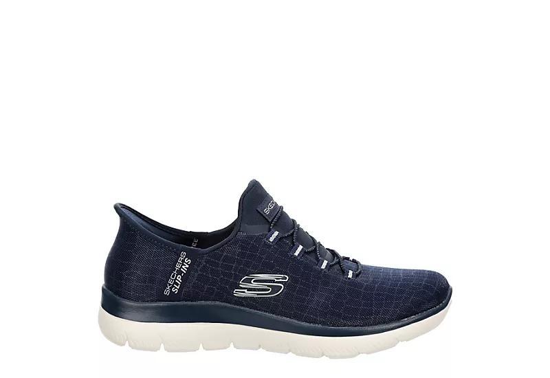 SKECHERS Summits-Classy Night Hands Free Slip-Ins (Navy/Silver) Women's Shoes Product Image