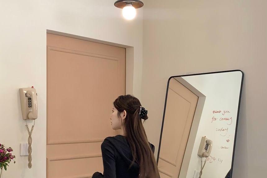 Hooded Plain Zip-Up Jacket / High Rise Maxi A-Line Skirt Product Image