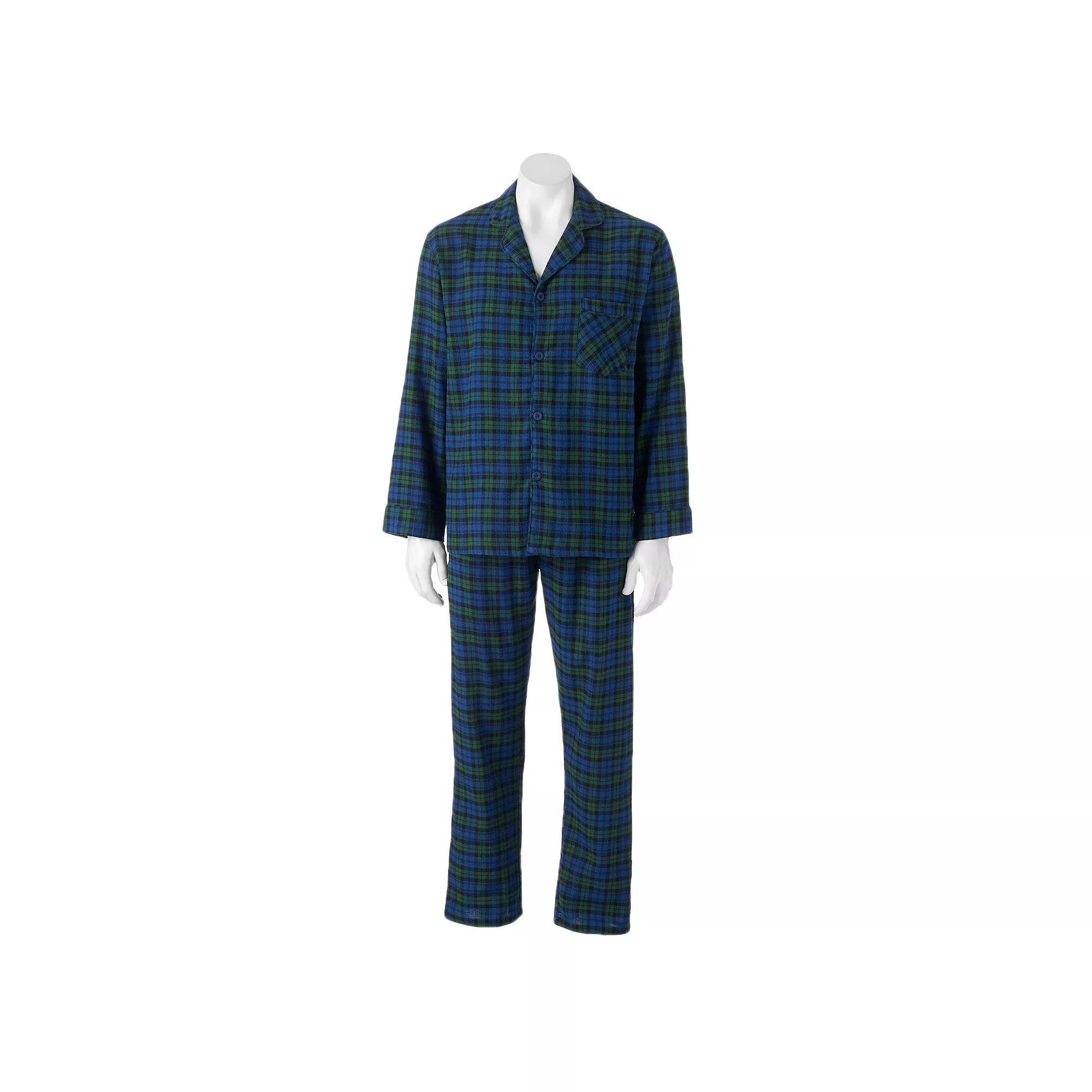 Big & Tall Hanes Plaid Flannel Pajama Set, Mens Product Image