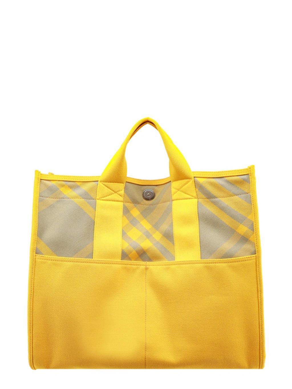 BURBERRY Plaid-check Cotton Tote Bag In Hunter Product Image