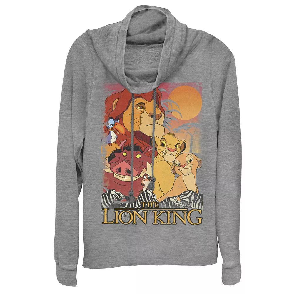 Disney's Lion King Juniors' Happy Group Sunset Cowlneck Graphic Lightweight Long Sleeve, Girl's, Size: XS, Blue Product Image