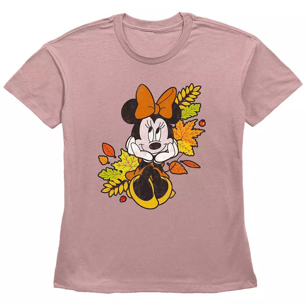 Disney's Minnie Mouse Juniors' Autumn Leaves Graphic Tee, Women's, Size: XS, Desert Pink Product Image