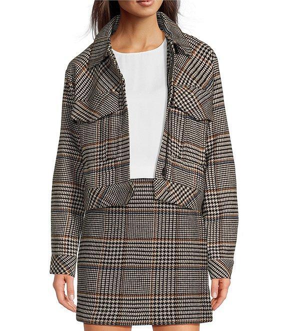 Le' AL.X Wool Blend Knit Glen Plaid High Rise Mini Pencil Coordinating Skirt Product Image
