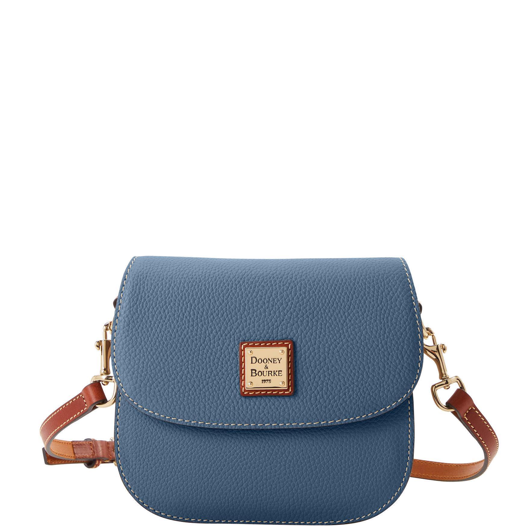 Dooney & Bourke Womens Pebble Grain Saddle Leather Crossbody Bag in Jeans Product Image
