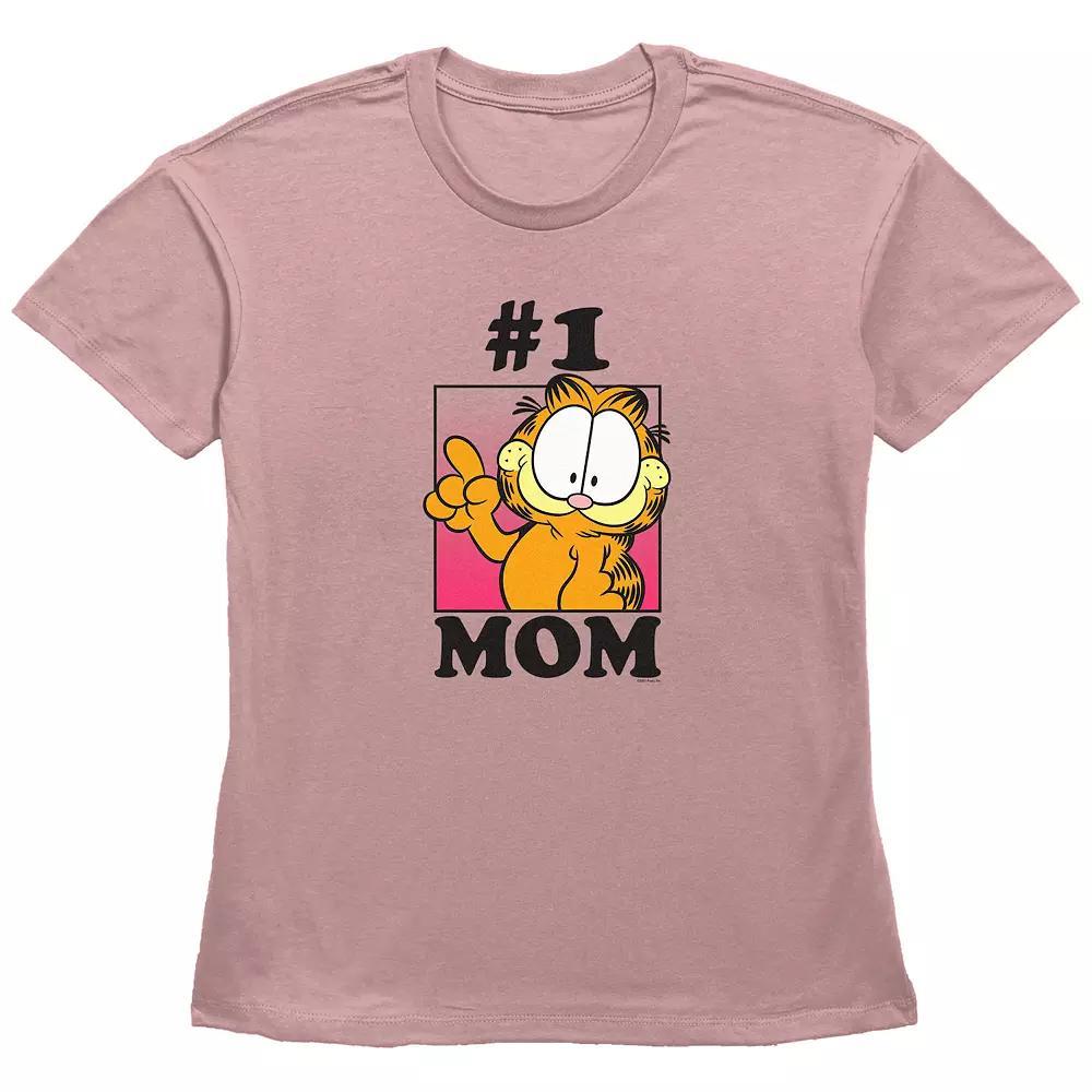 Women's Garfield #1 Mom Basic Fit Graphic Tee, Size: XL, Desert Pink Product Image