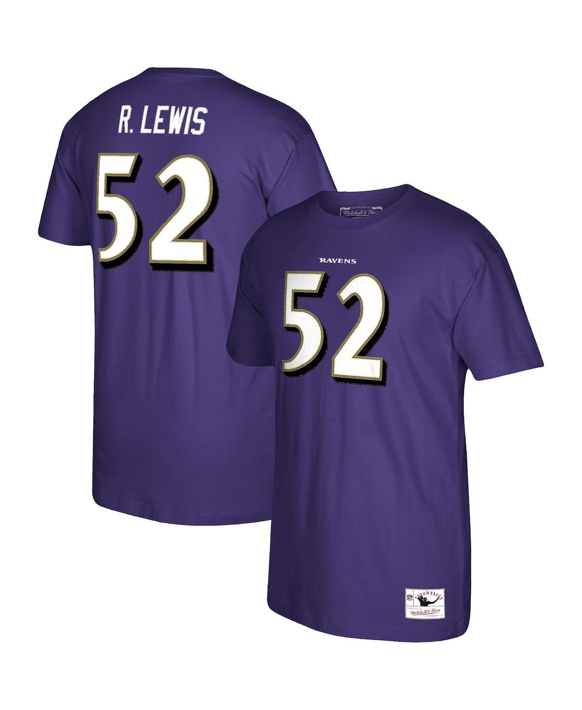 Men's Mitchell & Ness Ray Lewis Purple Baltimore Ravens Retired Player Logo Name & Number T-Shirt, Size: XL Product Image