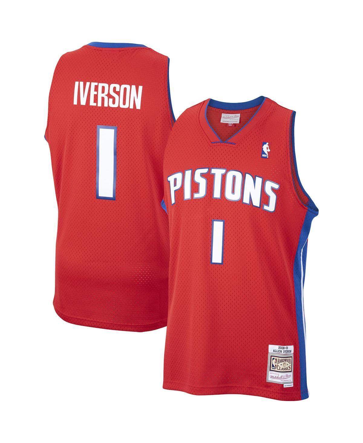 Men's Mitchell & Ness Allen Iverson Red Detroit Pistons Hardwood Classics Swingman Jersey, Size: Medium, Pis Red Product Image