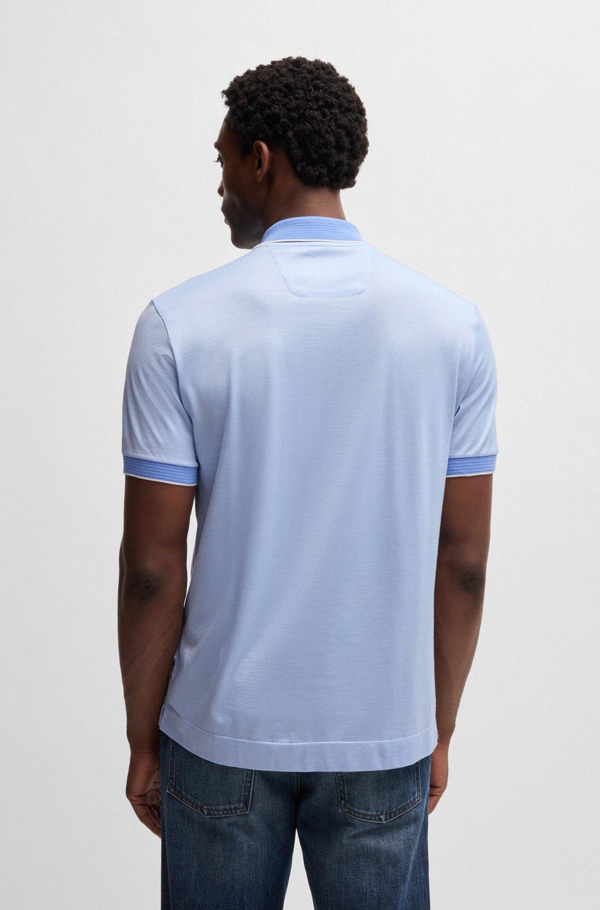 Cotton-silk polo shirt with structured trims Product Image