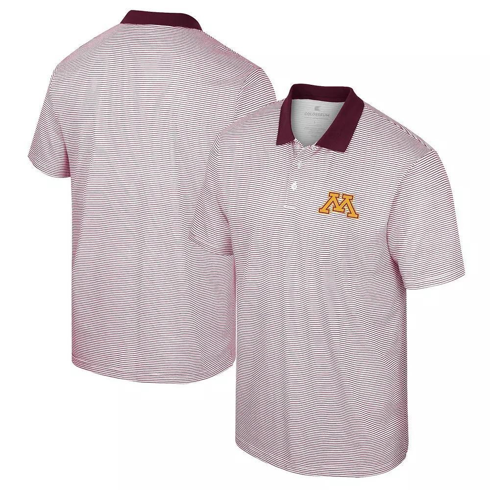 Men's Colosseum White/Maroon Minnesota Golden Gophers Print Stripe Polo, Size: XXL Product Image