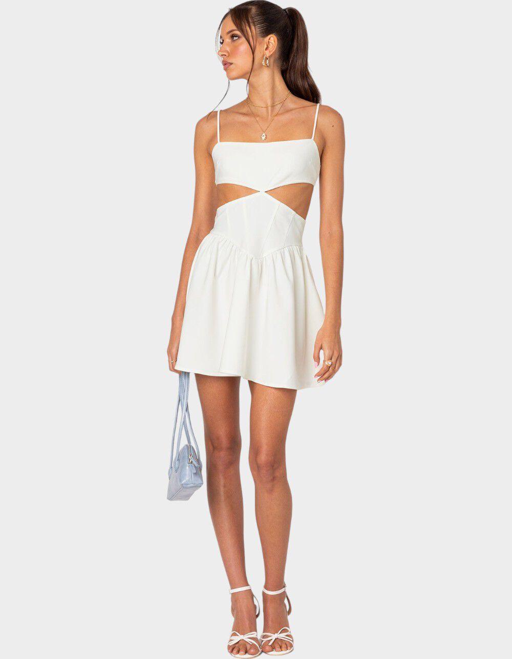 EDIKTED Ari Cut Out Corset Mini Dress - WHITE Product Image
