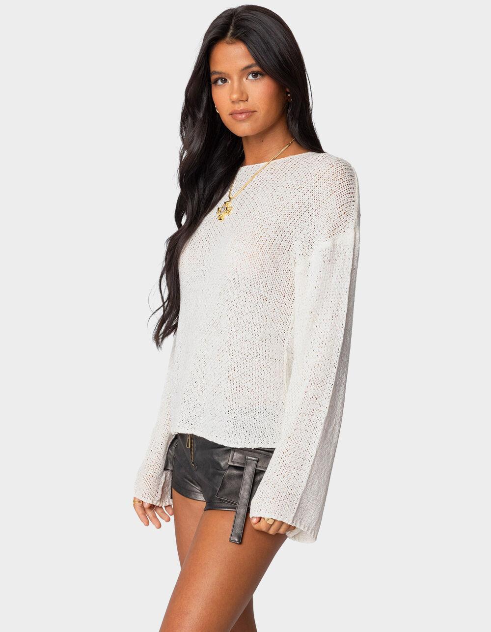 EDIKTED Drop Shoulder Light Knit Sweater - WHITE Product Image