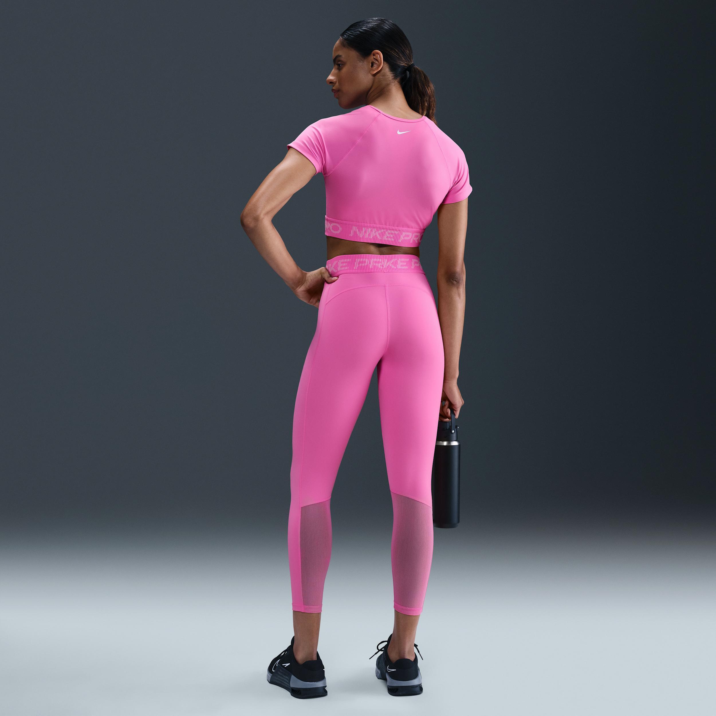 Nike Pro Women's Mid-Rise 7/8 Mesh-Panel Graphic Leggings Product Image