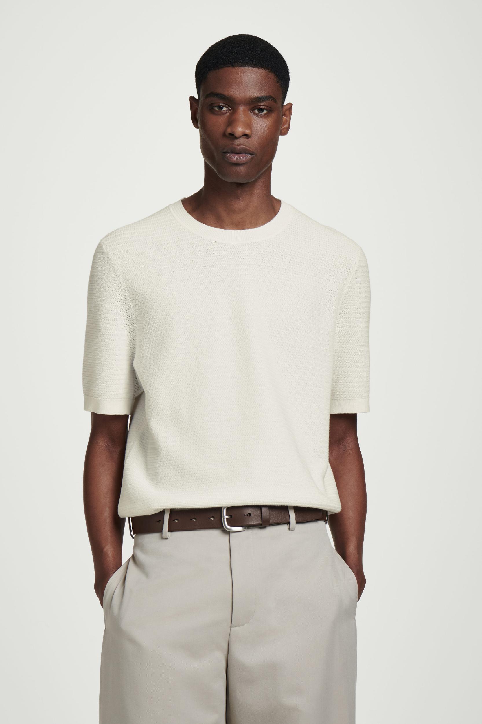 TEXTURED KNITTED COTTON T-SHIRT Product Image