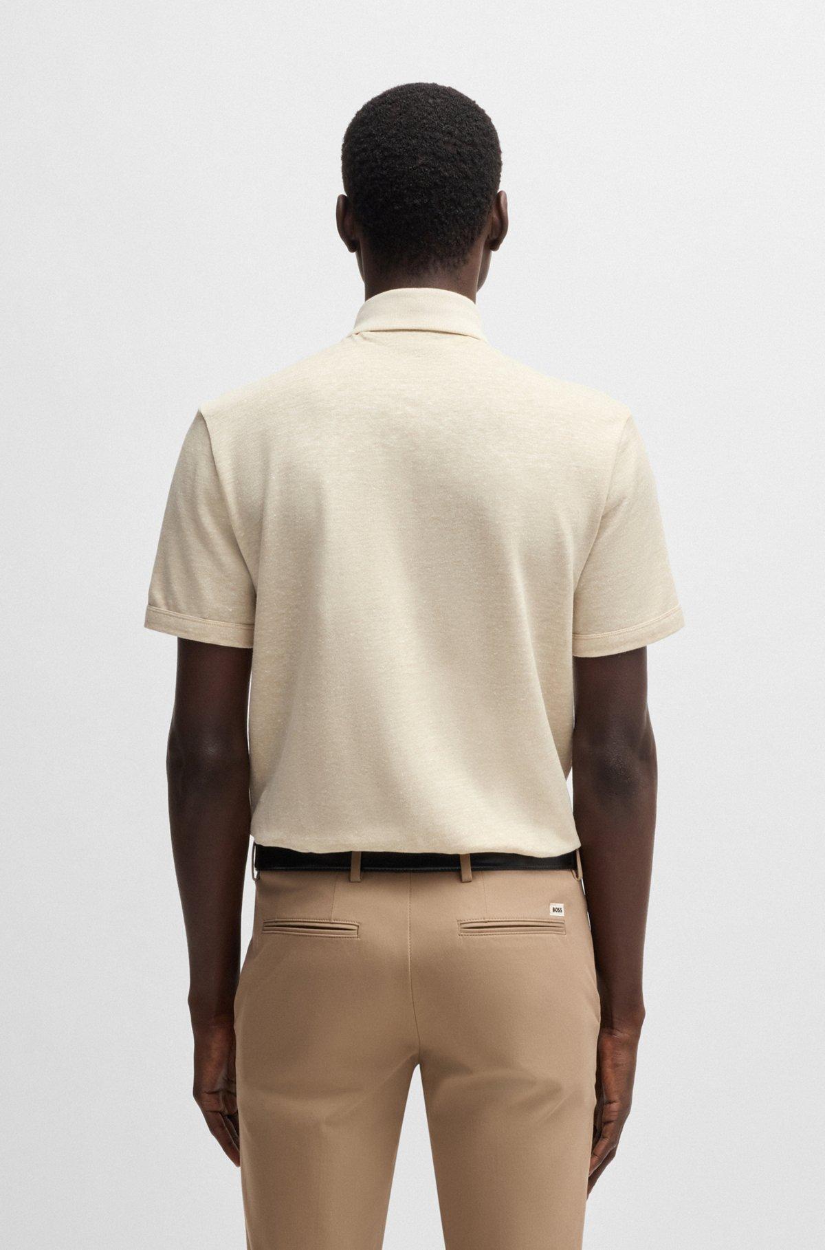 Knit polo shirt in cotton and linen Product Image