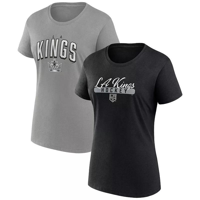 Womens Fanatics Branded Black/Gray Los Angeles Kings Two-Pack Fan T-shirt Set Product Image