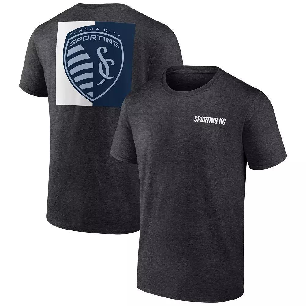 Men's Fanatics Heather Charcoal Sporting Kansas City Iconic Blocked-Out T-Shirt, Size: XL Product Image