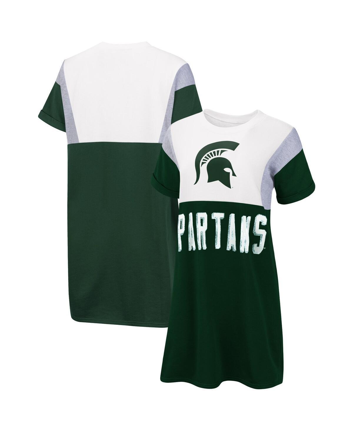 Womens G-III 4Her by Carl Banks /White Michigan State Spartans 3rd Down Short Sleeve T-Shirt Dress Product Image