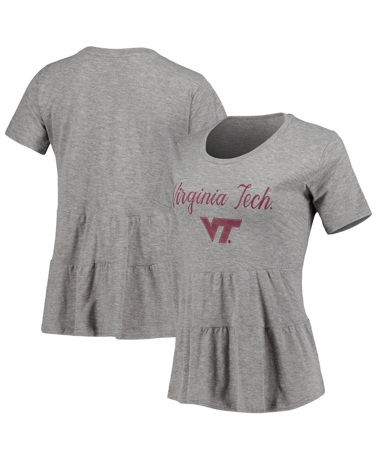 Women's Gray Virginia Tech Hokies Willow Ruffle-Bottom T-Shirt, Size: Small, Grey Product Image