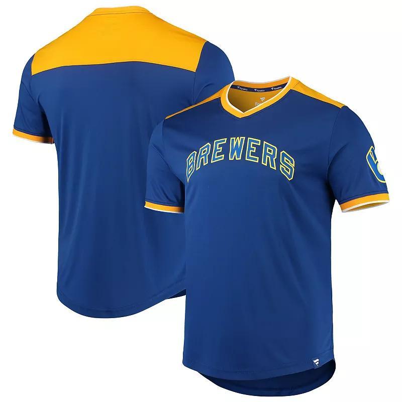 Mens Fanatics Branded Royal/Gold Milwaukee Brewers True Classics Walk-Off V-Neck T-Shirt Product Image