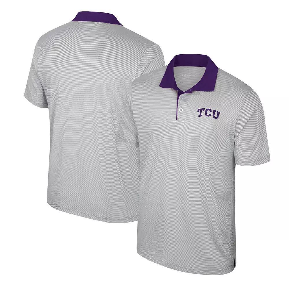 Men's Colosseum Gray TCU Horned Frogs Tuck Striped Polo, Size: XXL, Grey Product Image