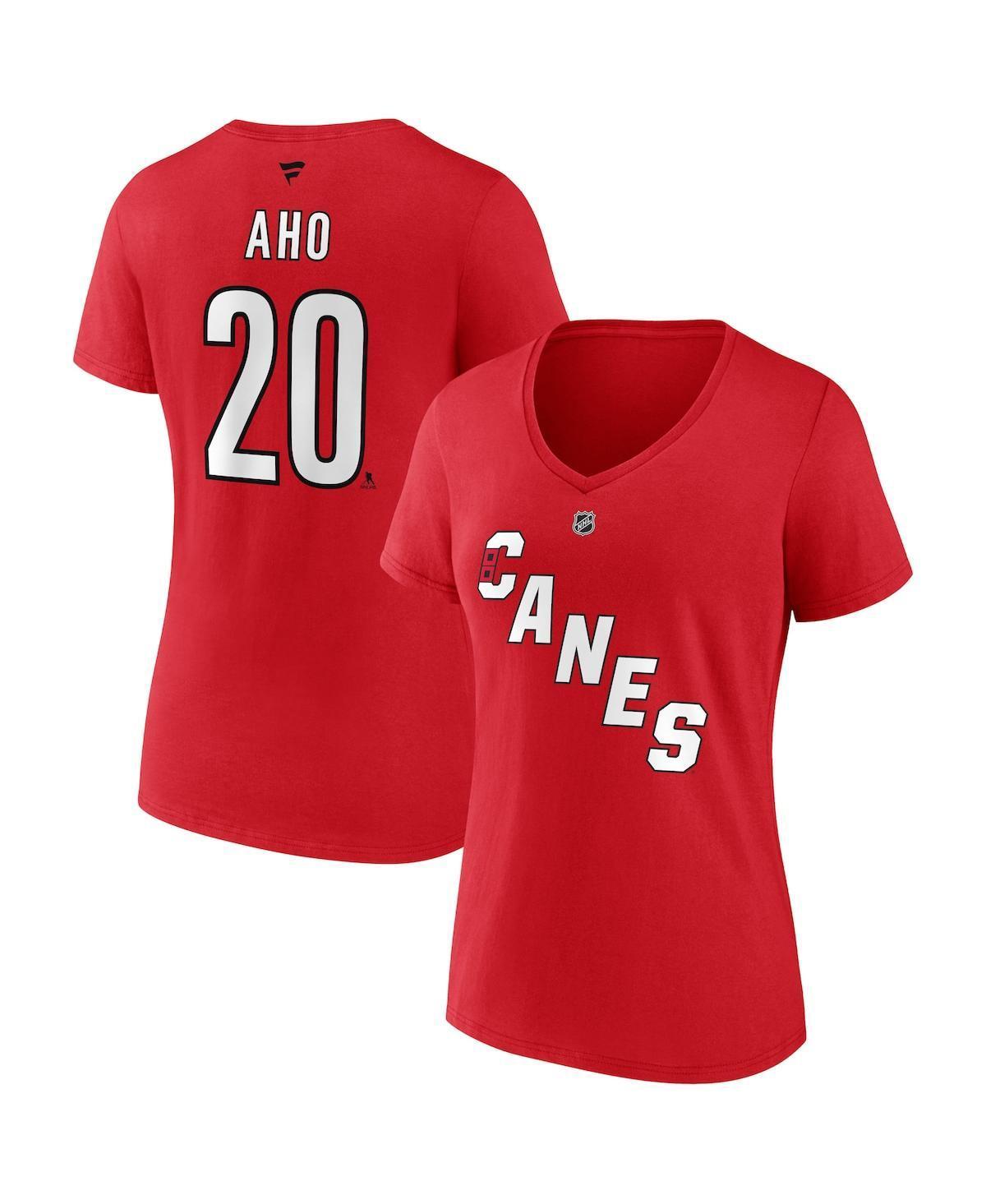 Women's Fanatics Branded Sebastian Aho Red Carolina Hurricanes Special Edition 2.0 Name & Number V-Neck T-Shirt, Size: 3XL Product Image