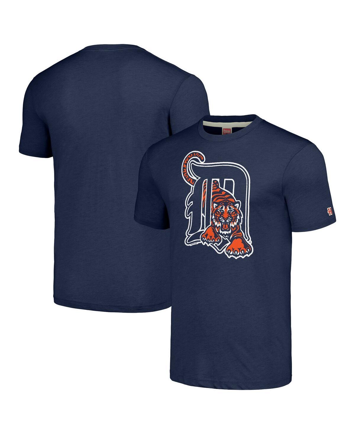Men's Homage Navy Detroit Tigers Cooperstown Collection Hand-Drawn Logo Tri-Blend T-Shirt, Size: Small, Blue Product Image