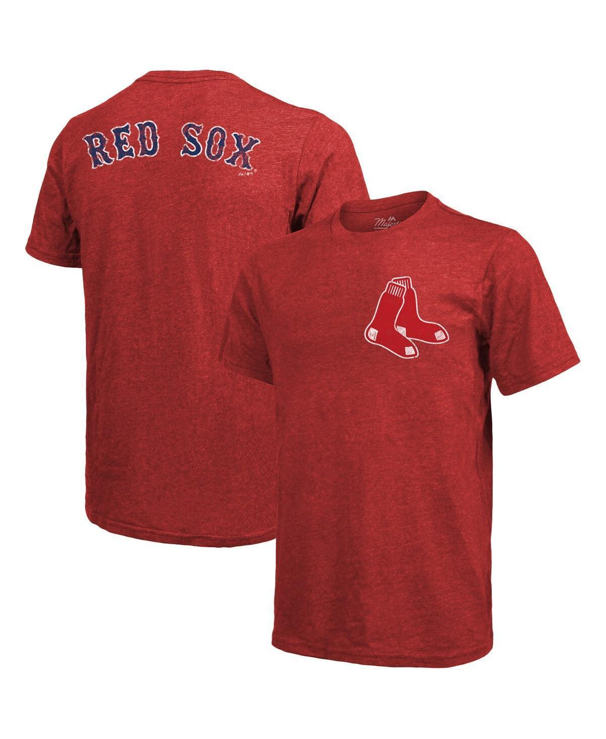 Men's Majestic Threads Red Boston Red Sox Throwback Logo Tri-Blend T-Shirt, Size: Small Product Image