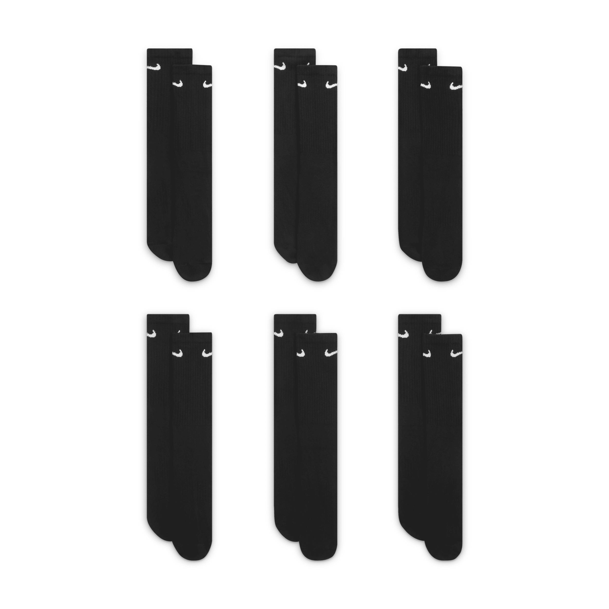Men's Nike 6-Pack Everyday Cushioned Crew Training Socks, Size: 8-12, Black Product Image