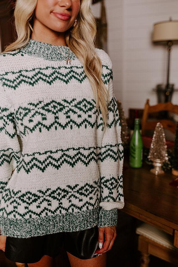 Whispering Pines Knit Sweater in Hunter Green Product Image