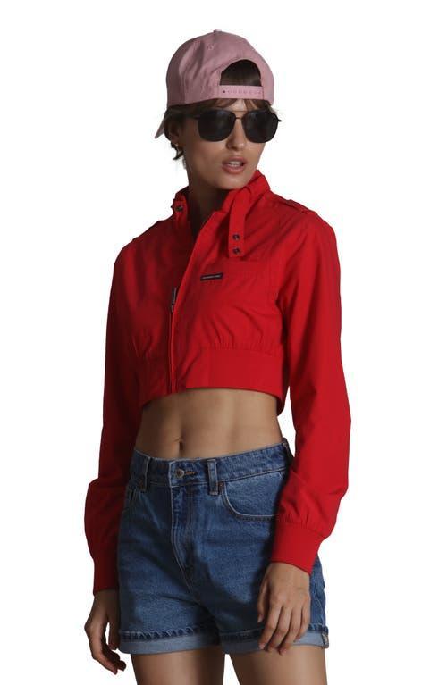 Members Only Women's Mini Cropped Racer Jacket in Black at Nordstrom, Size X-Large Product Image