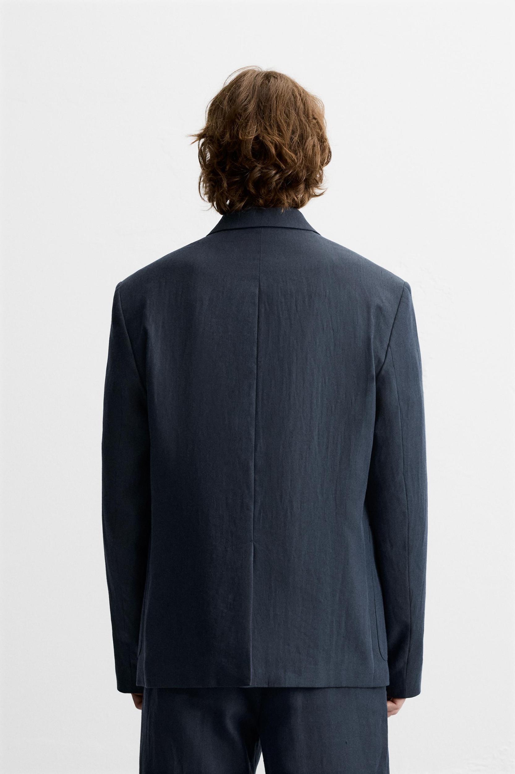 DOUBLE BREASTED HERRINGBONE SUIT JACKET Product Image