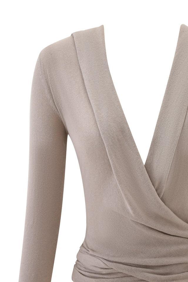 IRINA KNIT TOP - BEIGE Product Image